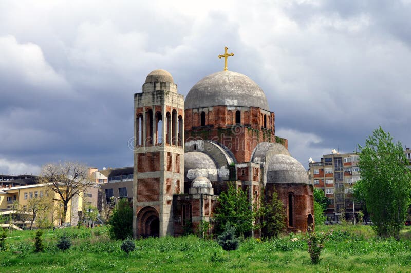 Onvolledige Servische Orthodoxe Tempel van de Verlosser van Heilige stock fotografie Onvolledige Servische Orthodoxe Tempel van de Verlosser van Heilige stock fotografie