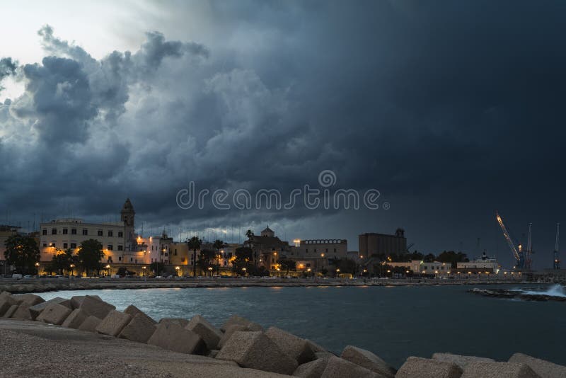 Thunderstorm in Bari at the sunset. Thunderstorm in Bari at the sunset