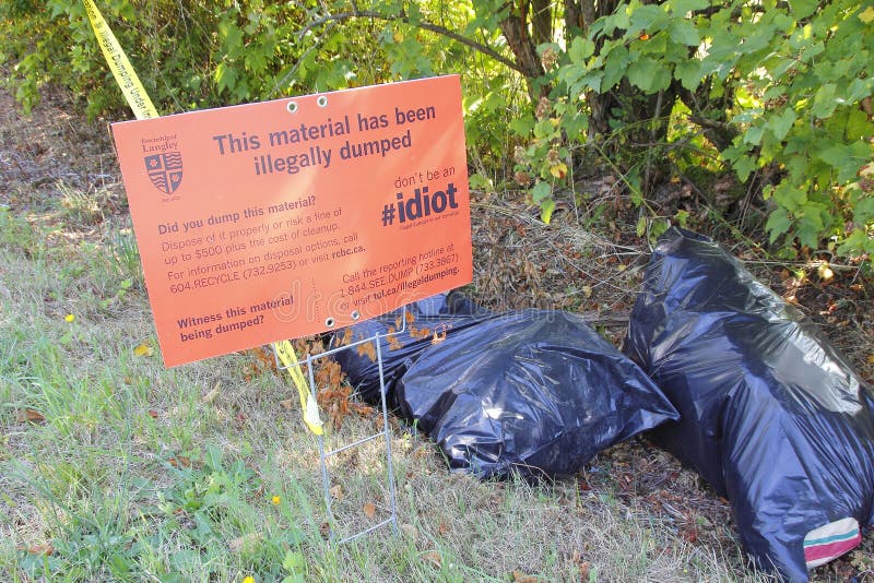 The district of Langley, BC takes aggressive action against illegal garbage disposal on August 4, 2016. The district of Langley, BC takes aggressive action against illegal garbage disposal on August 4, 2016.