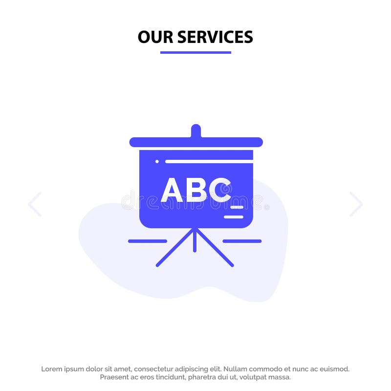 Onze Diensten doen, Onderwijs, van het het Pictogramweb van Schooltas Stevig Glyph de kaartmalplaatje in zakken royalty-vrije illustratie Onze Diensten doen, Onderwijs, van het het Pictogramweb van Schooltas Stevig Glyph de kaartmalplaatje in zakken royalty-vrije illustratie
