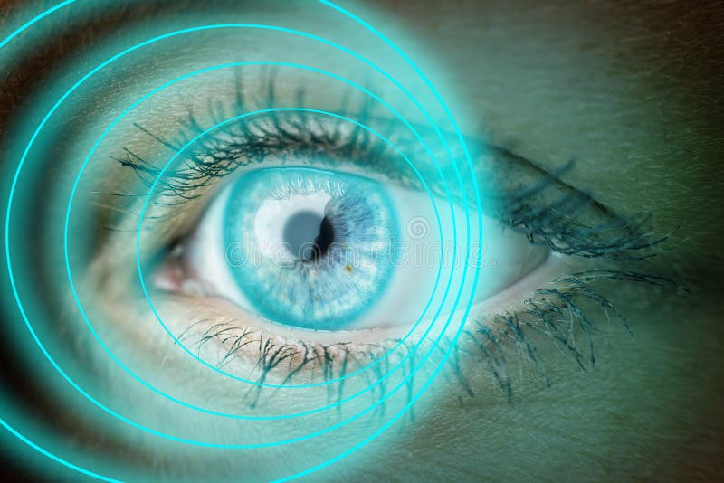 Oog met blauwe ringen stock fotografie Oog met blauwe ringen stock fotografie