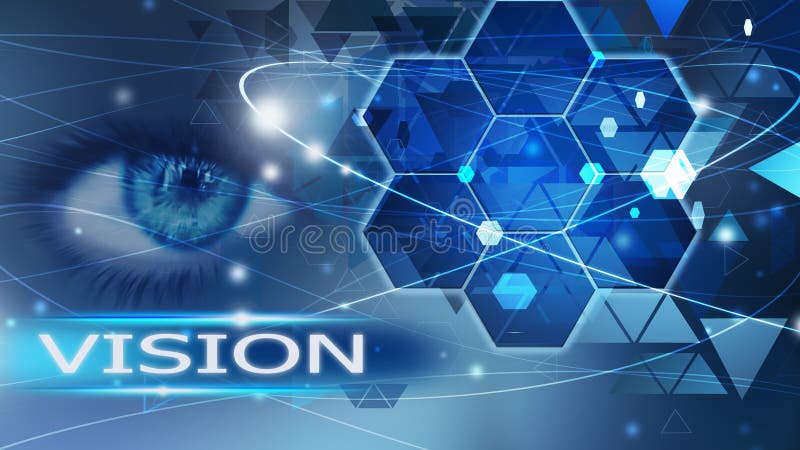 Oog visie het toekomstige van de achtergrond abstracte blauwe conceptenoplossing vector illustratie Oog visie het toekomstige van de achtergrond abstracte blauwe conceptenoplossing vector illustratie