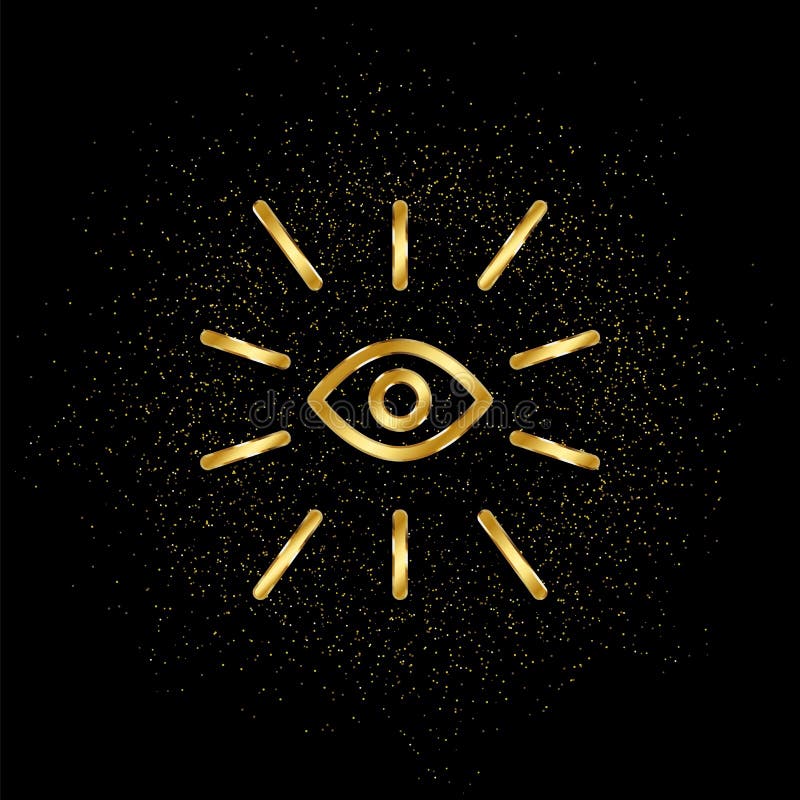 Eye gold icon. Vector illustration of golden particle background. Spiritual concept vector illustration. Eye gold icon. Vector illustration of golden particle background. Spiritual concept vector illustration