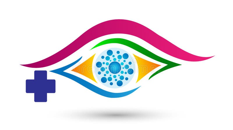 Oogkliniek, het medische embleem van de oogzorg, het embleem van het oogziekenhuis voor medisch concept op witte achtergrond royalty-vrije illustratie Oogkliniek, het medische embleem van de oogzorg, het embleem van het oogziekenhuis voor medisch concept op witte achtergrond royalty-vrije illustratie