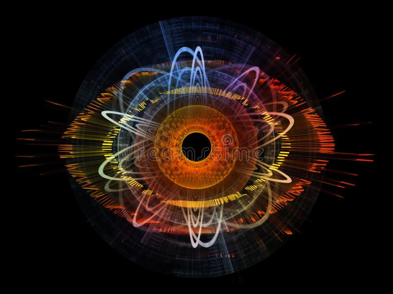 Eye Particle series. Background design of eye shape and fractal elements on the subject of spirituality, art and technology. Eye Particle series. Background design of eye shape and fractal elements on the subject of spirituality, art and technology