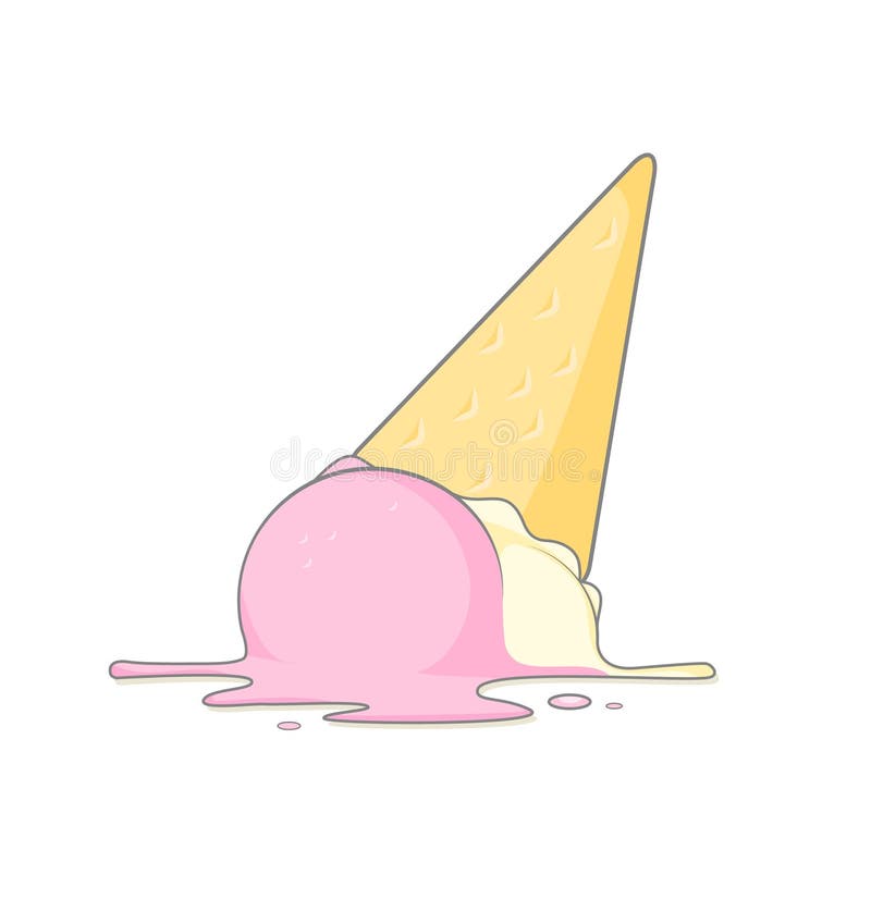 Oops strawberry ice cream fell down. Fallen sweets accident illustration clipart vector. Oops strawberry ice cream fell down. Fallen sweets accident illustration clipart vector