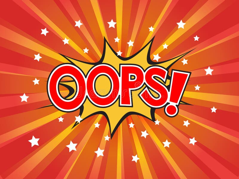 oops, esprimendo nel fumetto comico sul fondo di scoppio illustrazione di stock oops, esprimendo nel fumetto comico sul fondo di scoppio illustrazione di stock