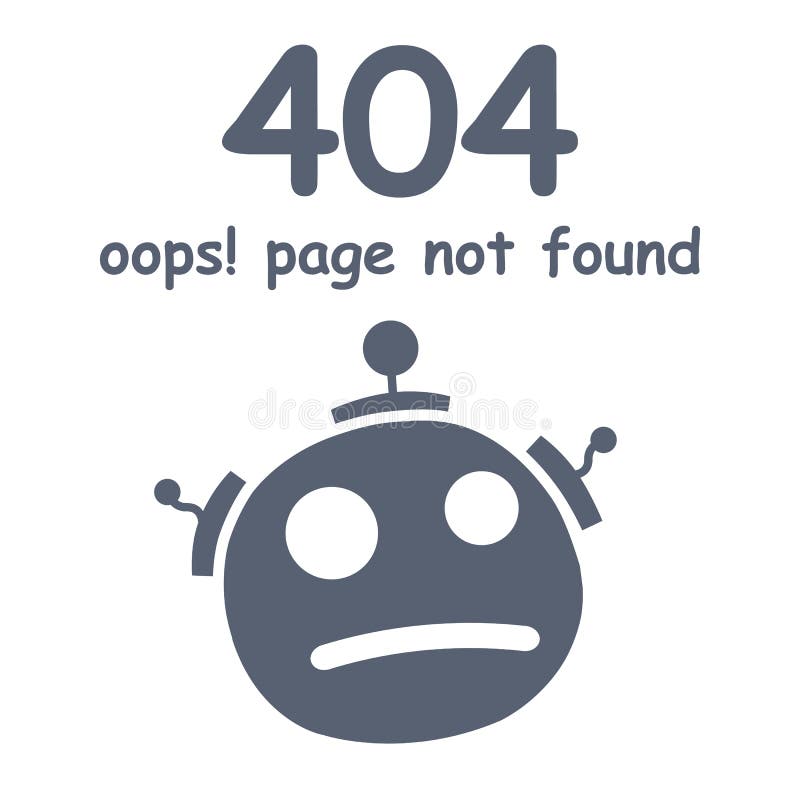 Oops inte-funnen sida för 404 fel Futuristiskt robotbegrepp stock illustrationer