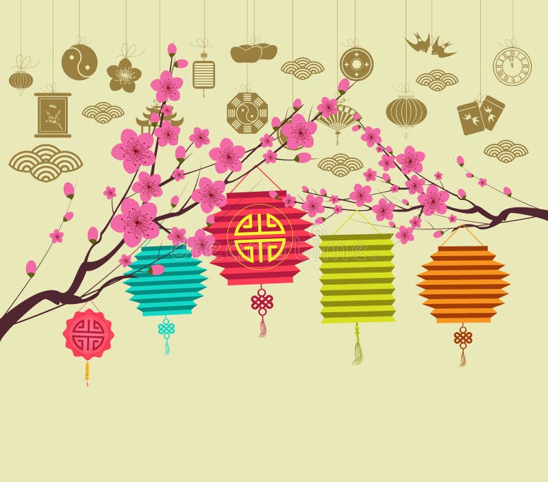Oosterse Gelukkige Chinese Nieuwjaar 2018 bloesem Chinese baclground royalty-vrije illustratie Oosterse Gelukkige Chinese Nieuwjaar 2018 bloesem Chinese baclground royalty-vrije illustratie