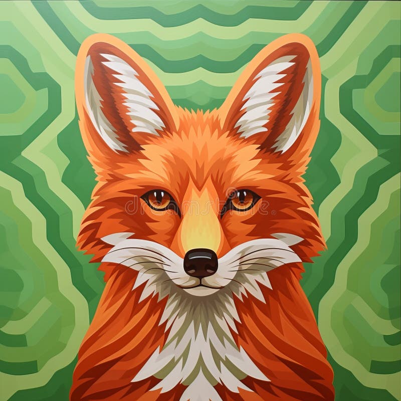 Op Art Fox Head: Vibrant Murals and Illusionary Realism Stock ...