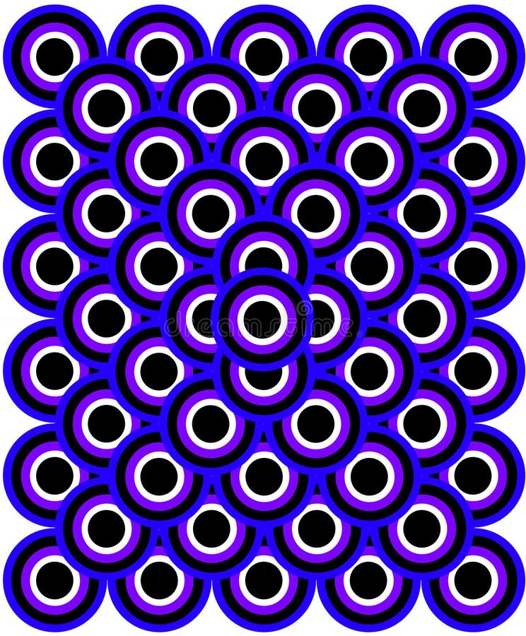 Op Art Thousand Eyes Blue Purple White Black Stock Illustration