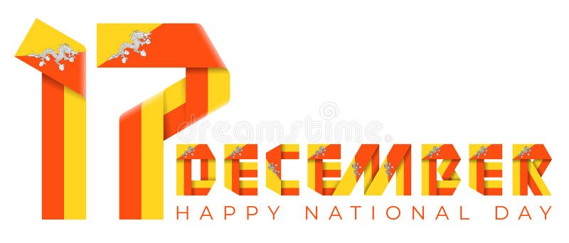 Op 17 december feliciteert Bhutan Independence Day het ontwerp met de bhutanese vlagelementen