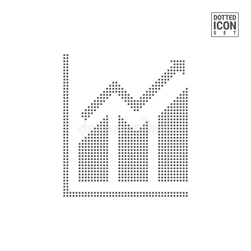 Op Grafiek Dot Pattern Icon Stijgend Barsgrafiek Gestippeld die Pictogram op Wit wordt geïsoleerd Vectormalplaatje Als achtergron stock illustratie Op Grafiek Dot Pattern Icon Stijgend Barsgrafiek Gestippeld die Pictogram op Wit wordt geïsoleerd Vectormalplaatje Als achtergron stock illustratie