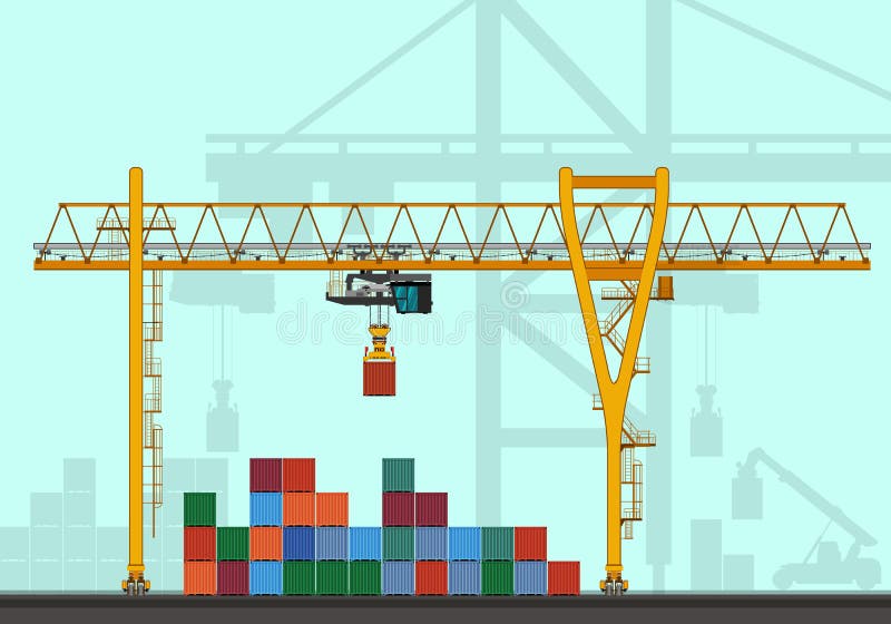 RailgeMonteerde portaalkraan royalty-vrije illustratie