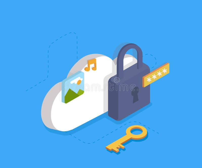 Opacifiez le concept de sécurité d'identité, protection des données, sécurité d'Internet Illustration isometry du vecteur 3d illustration stock Opacifiez le concept de sécurité d'identité, protection des données, sécurité d'Internet Illustration isometry du vecteur 3d illustration stock