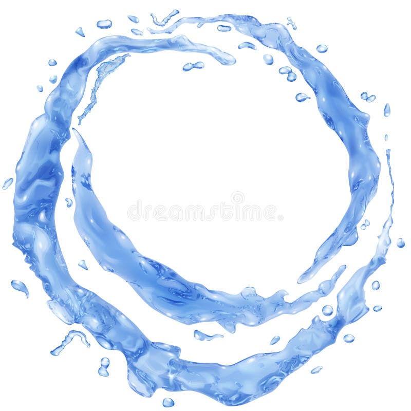 Opaque water splashes in the form of a half rings