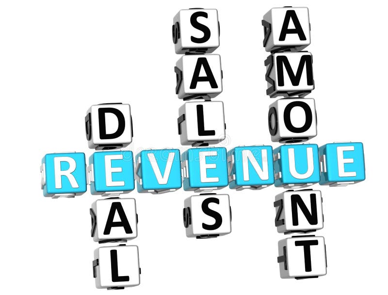 3D Revenue Crossword on white background. 3D Revenue Crossword on white background