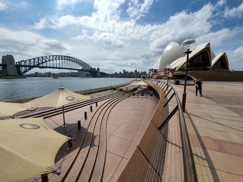 Opera house and Opera bar in Sydney are quiet and empty with people during covid 19 lock down, people stay at home. Australia:28-03-2020