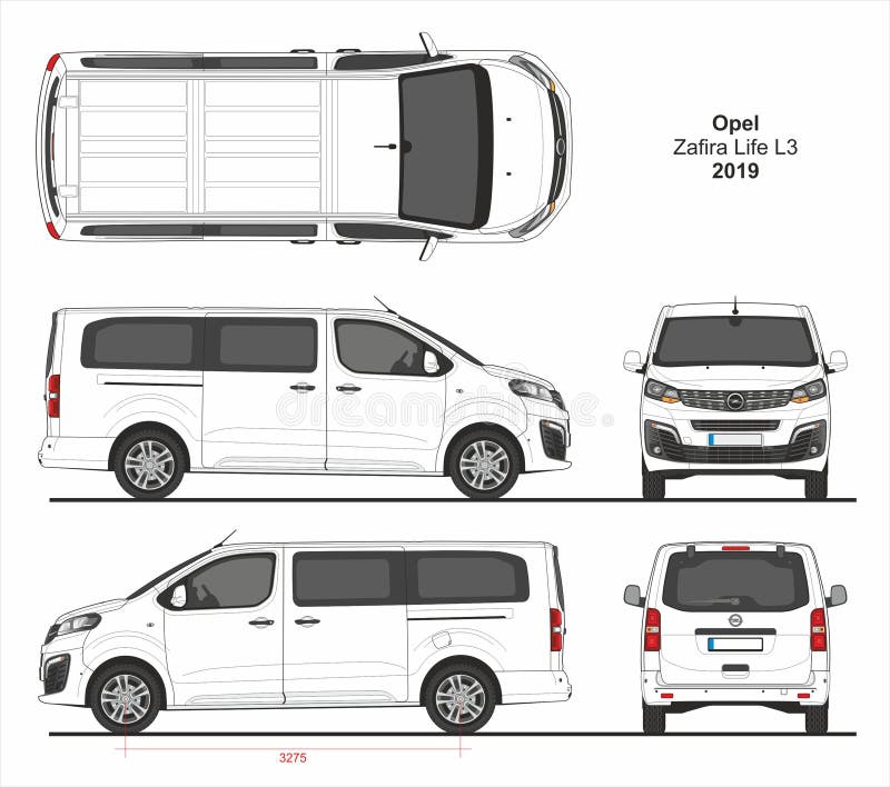 Opel Zafira Life L vector drawing