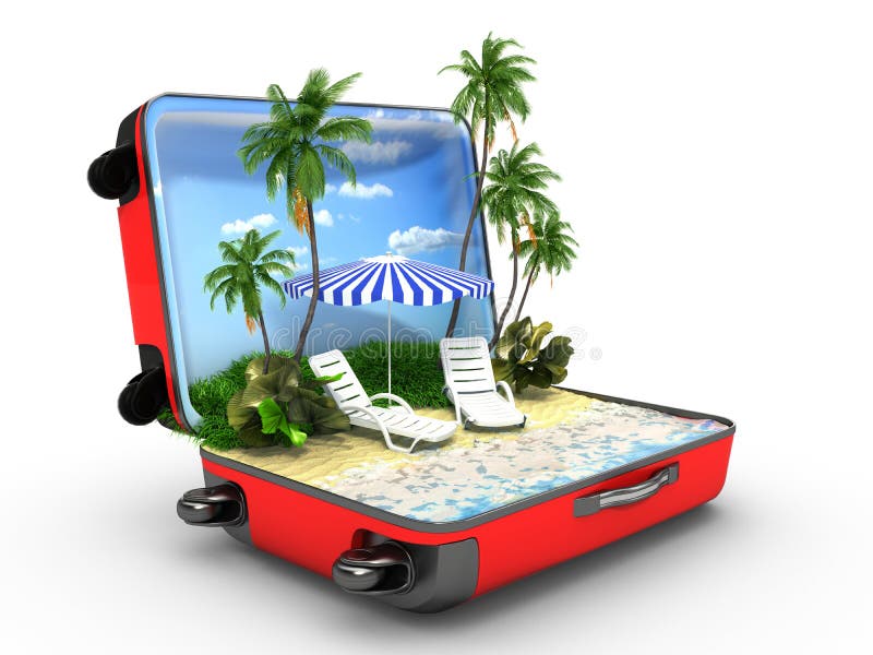 Open bagage, vakantieconcept vector illustratie Open bagage, vakantieconcept vector illustratie