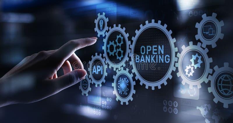 Open banking financial technology concept su schermo virtuale