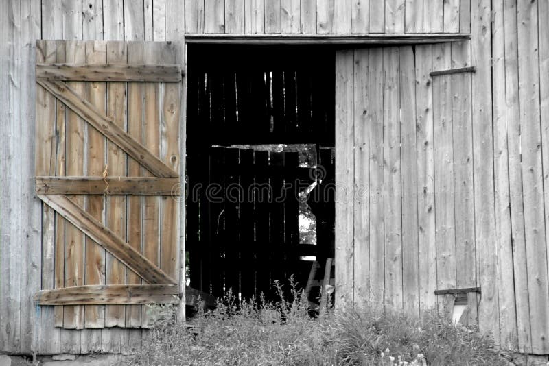 Old Barn Half Open Door Stock Photo 1007441737