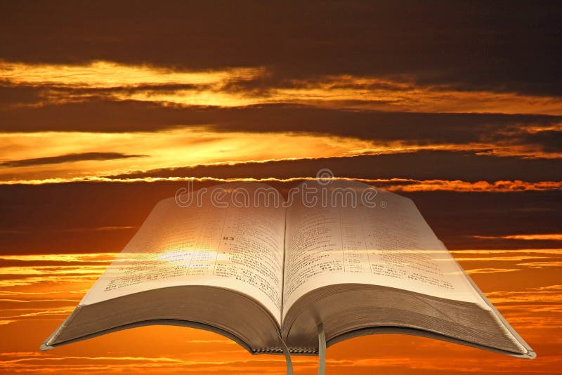 Open bible sky background