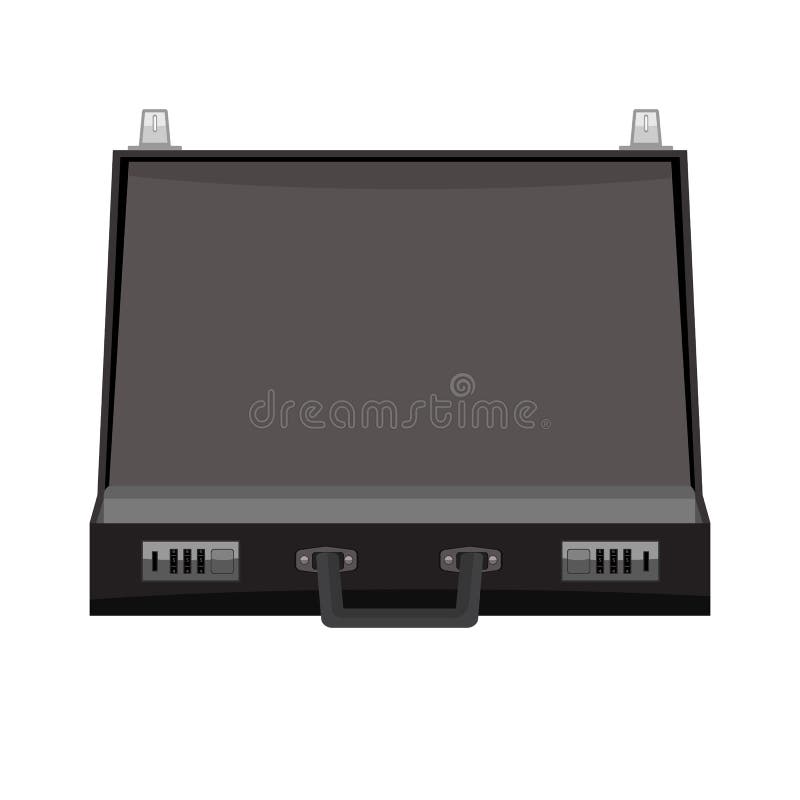 Open Black Leather Briefcase Vector illustration. Flat color. stock illustration
