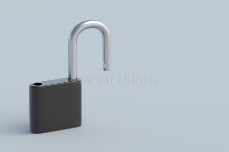 Open black padlock on gray background royalty free illustration