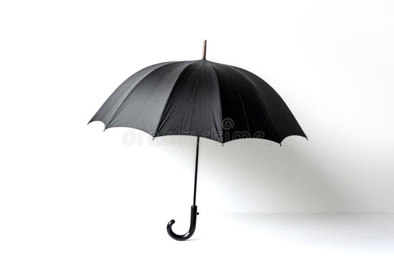 Open black umbrella with handle for mock up on white background. royalty free illustration