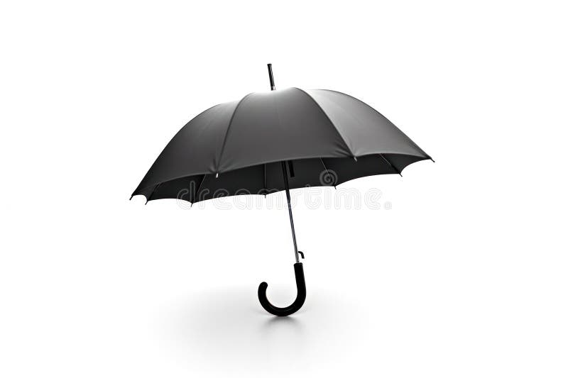 Open black umbrella with handle for mock up on white background. stock illustration