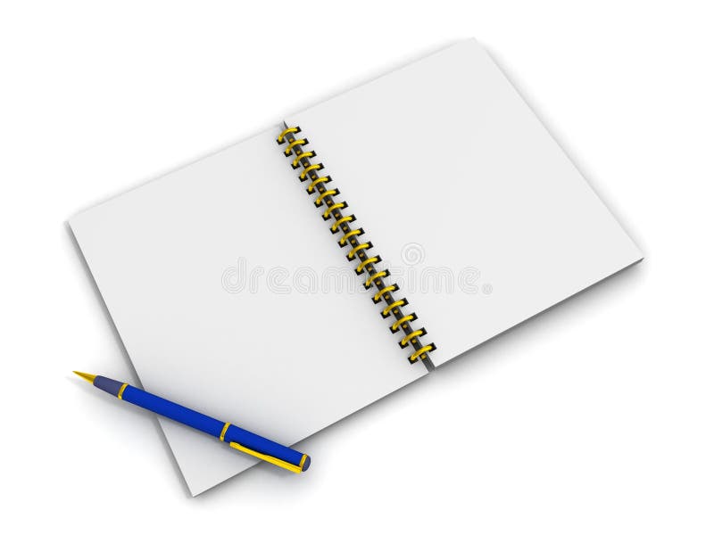 Open blank note book with pen royalty free illustration