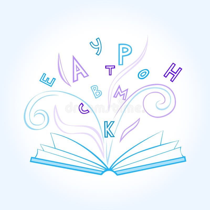 Open book, a sketch of a drawing of a book with flying letters. 2998089  Vector Art at Vecteezy