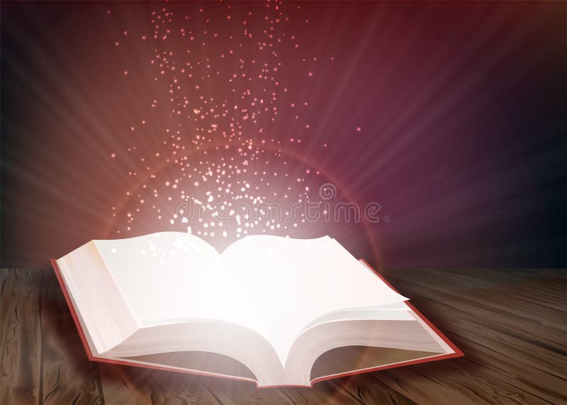 Open Book Emitting Sparkling Light Stock Illustration Illustration of