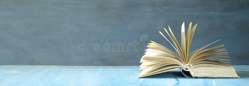 Open Book on Dark Background. Reading,literature,education,library,home  Office, Back To School Concept,selective Focus,panoramic, Stock Photo -  Image of information, pages: 215428868