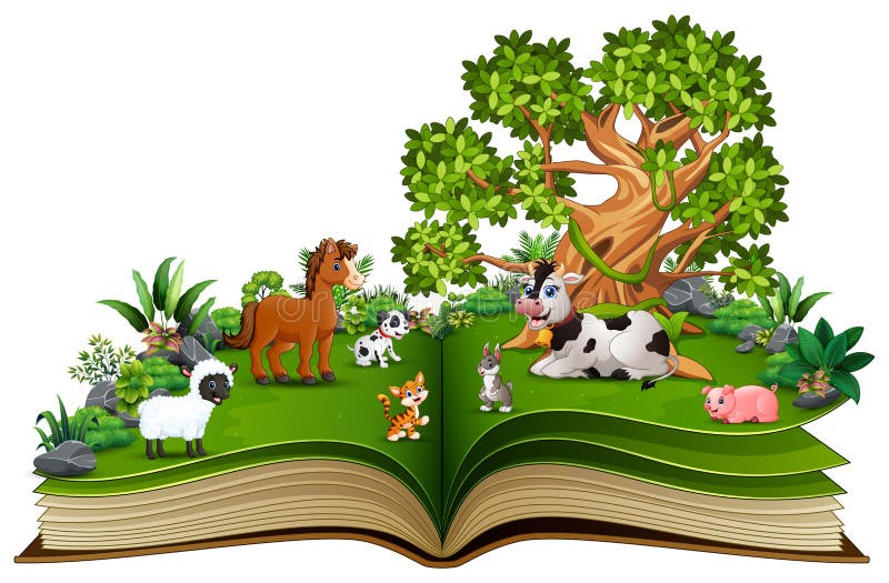 Open Book with Animals Cartoon on the Trees Stock Vector - Illustration of cartoon, background: 120353354 Open Book with Animals Cartoon on the Trees Stock Vector - Illustration of cartoon, background: 120353354