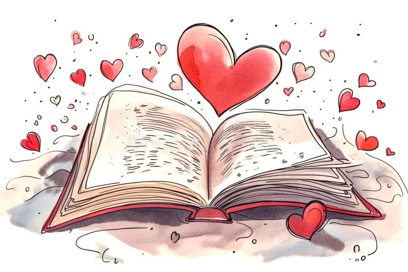 Open book with floating heart royalty free stock photo