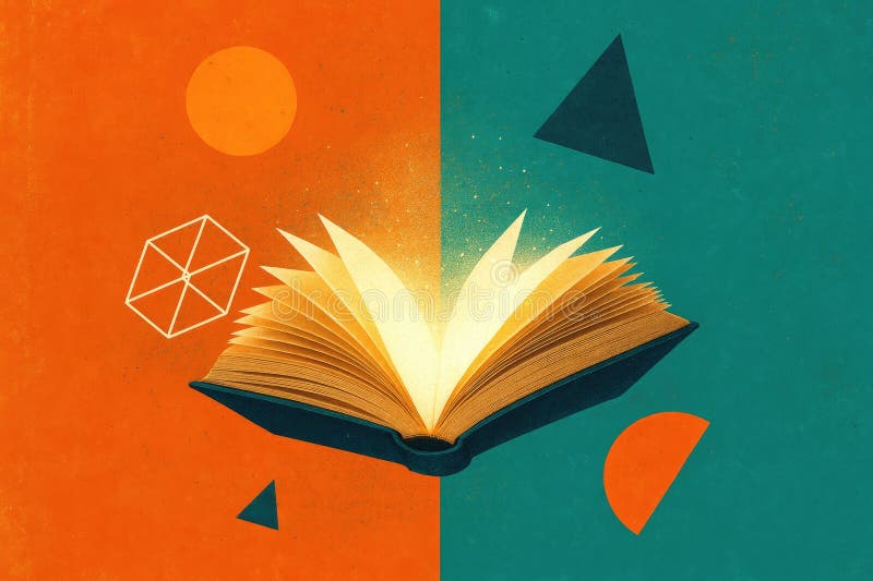 Open book glowing knowledge wisdom education learning stock illustration