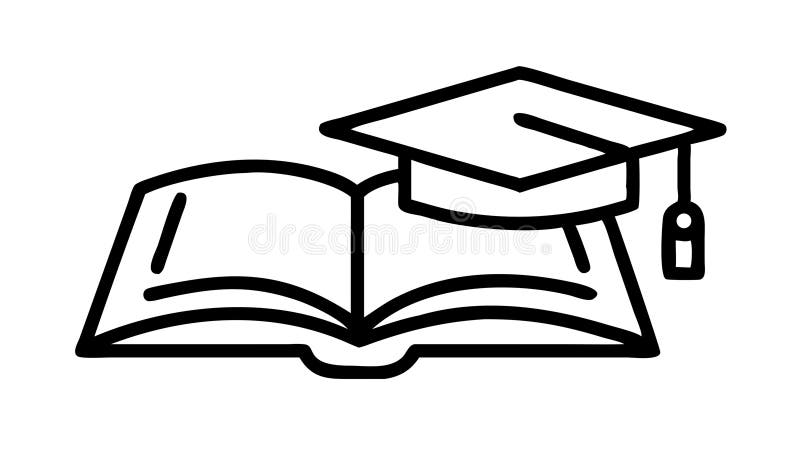 Open Book and Graduation Cap Icon for Learning and Knowledge, vector design Generative AI stock illustration
