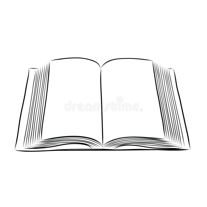 How to draw a book - completed outline of an open book in