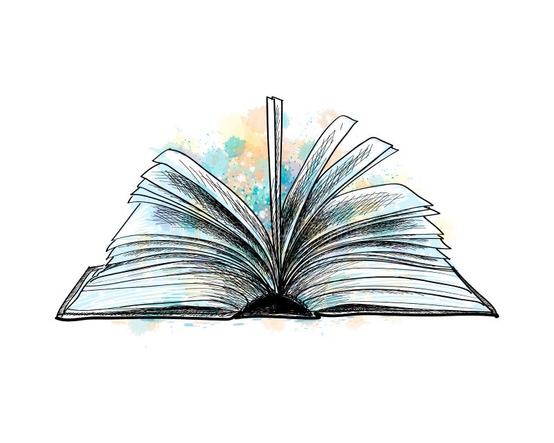 Sketch - big open book Royalty Free Vector Image