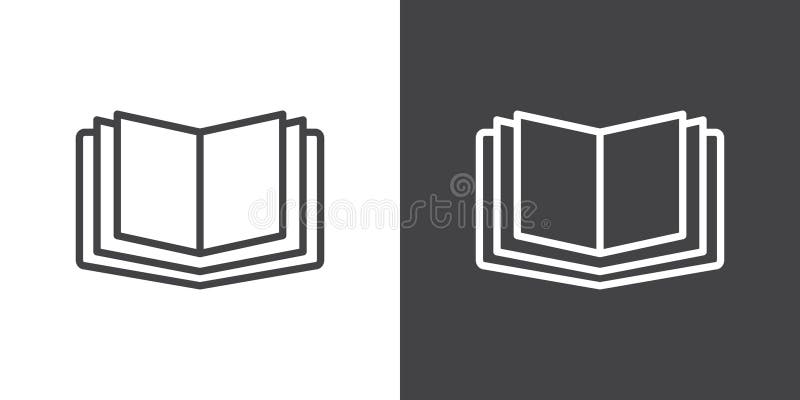 Open Book icon Flat vector set outline royalty free illustration