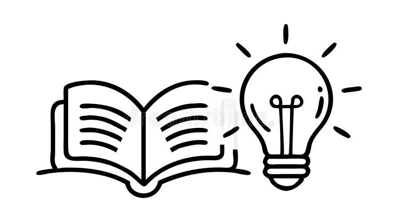 Open Book Idea Lightbulb Icon, for Knowledge and Research, vector design Generative AI stock illustration