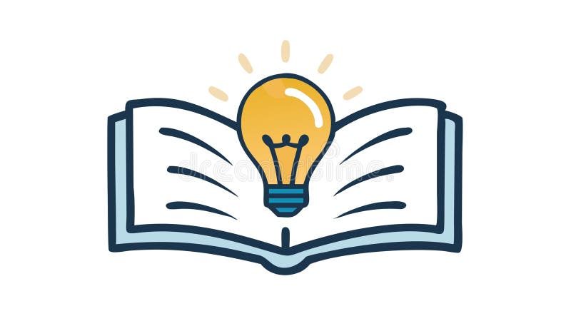 Open Book with Idea Lightbulb Vector Icon Learning Insight, vector design Generative AI stock illustration