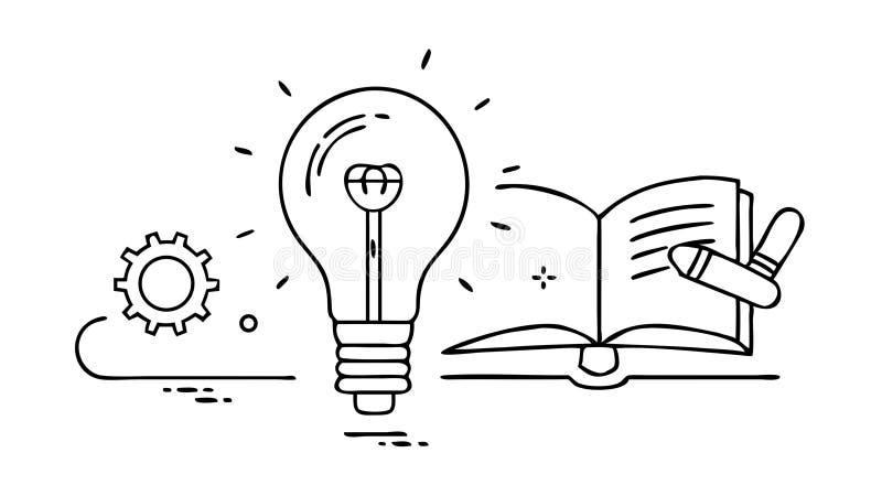 Open Book Lightbulb Icon, Knowledge Insight Learning, vector design Generative AI stock illustration