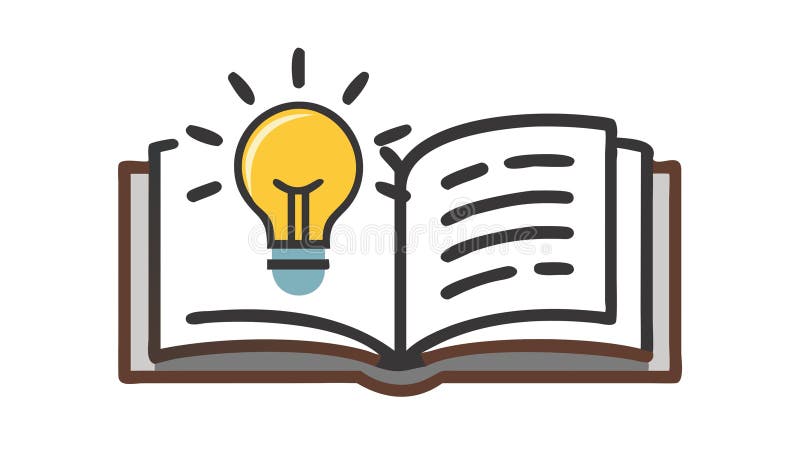 Open Book Lightbulb Idea Icon for Learning Insight Study, vector design Generative AI stock illustration