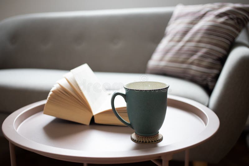 Open Book on a Living Room Table Stock Photo Image of furniture
