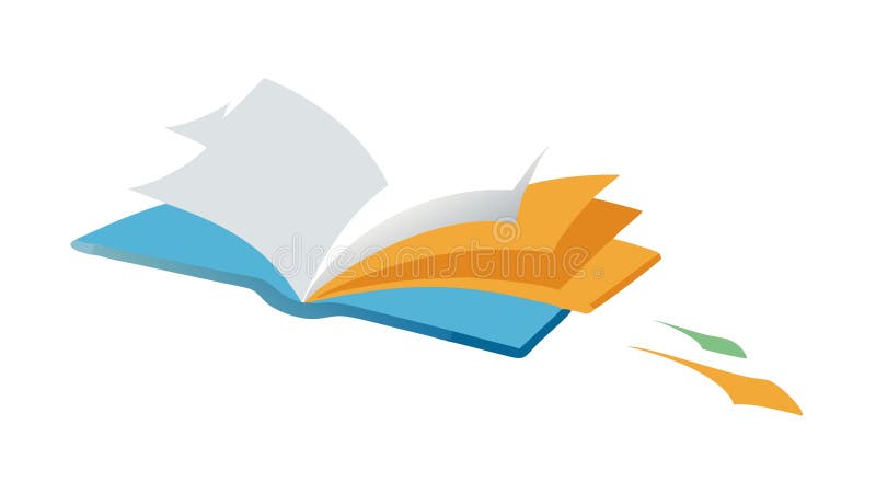 Open Book with Pages Flying Learning Icon, vector design Generative AI stock illustration