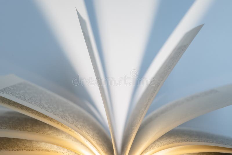 Open Book with Pages in the Light of a Spotlight Stock Image Image of