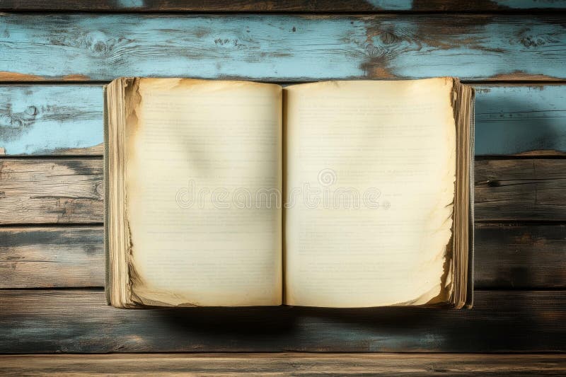Open Book si trova sulla tavola di legno di ruggine con letteratura e concetto di conoscenza di design di vintage fotografie stock libere da diritti